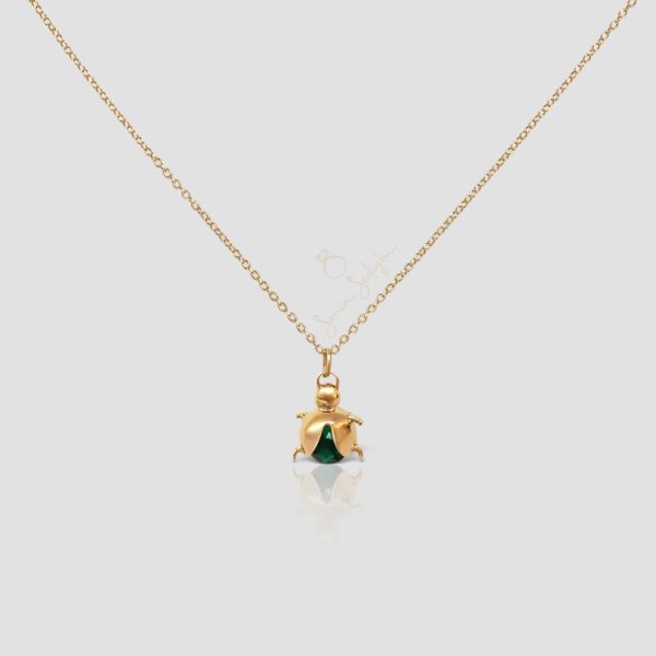 .Ladybug Necklace, Handmade Solid Gold Ladybug Necklace, Minimal Bug Pendant Necklace, Handmade Solid Gold Bug Necklace