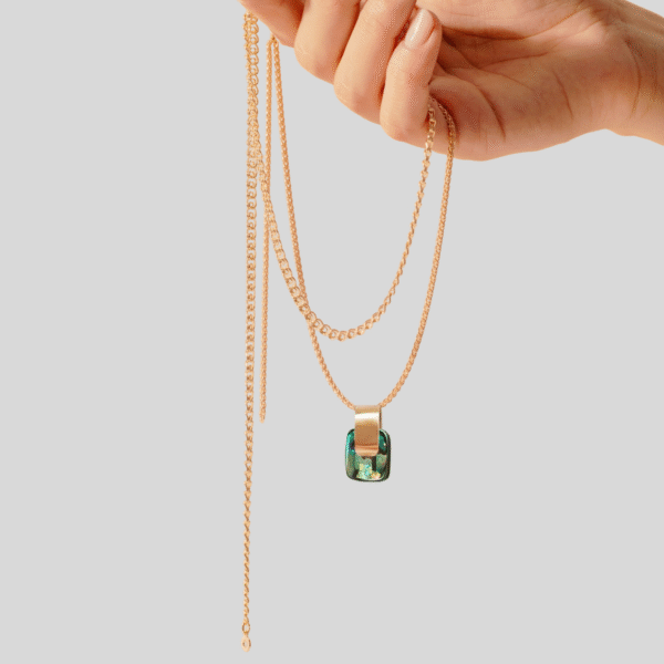 Solid Gold Abalone Necklace, 18k Solid Gold Handmade Abalone Shell Pendant, Boho Style Short Necklace Gift
