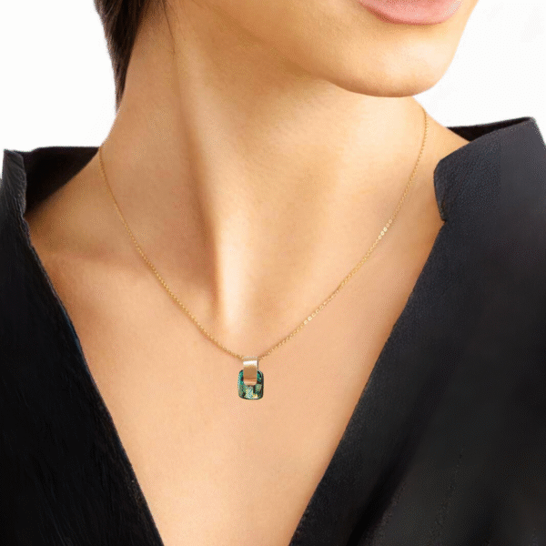 Solid Gold Abalone Necklace, 18k Solid Gold Handmade Abalone Shell Pendant, Boho Style Short Necklace Gift - Image 4