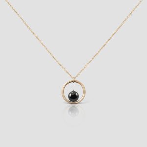 14k Gold Hematite Karma Circle Necklace