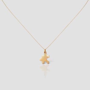 14K Solid Gold Puzzle Necklace, Dainty Puzzle Pendant