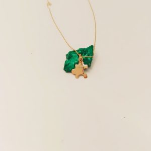14K Solid Gold Puzzle Necklace, Dainty Puzzle Pendant