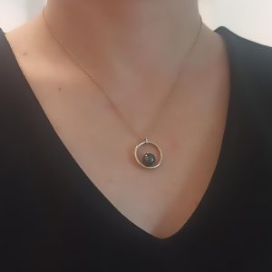 14k Gold Hematite Karma Circle Necklace