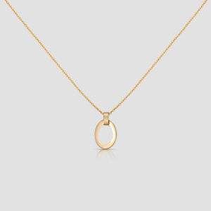 Handmade Minimal Necklace, 14k Solid Gold Oval Pendant, Birthday Gift for Her, Christmas Gold Necklace Gift for women