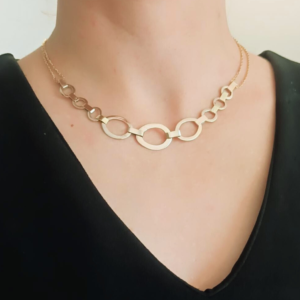 Handmade 14k solid Gold chain necklace, oval mixed round link chain, chunky gold necklace jewelry gift women