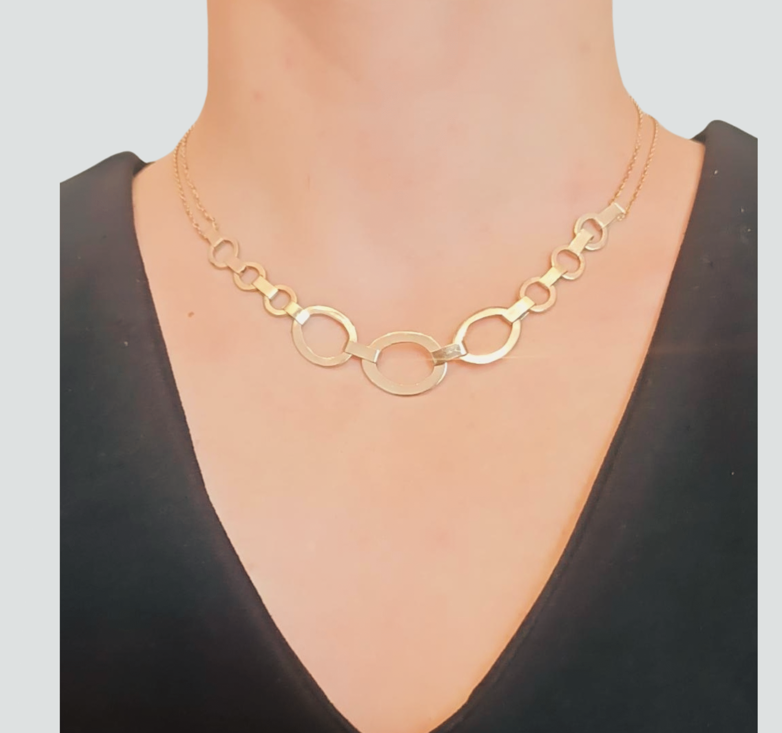 Handmade 14k solid Gold chain necklace, oval mixed round link chain, chunky gold necklace jewelry gift women