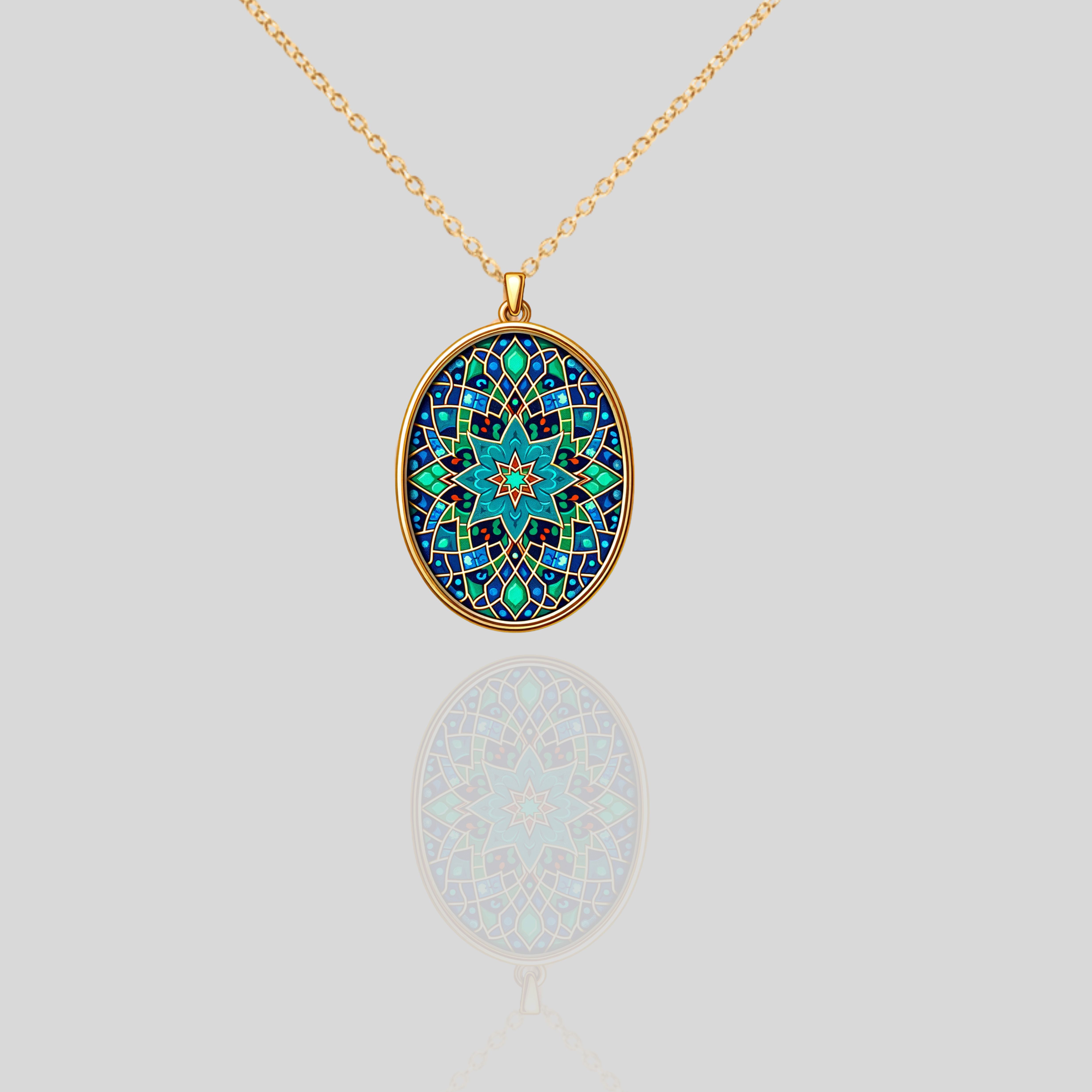 Handmade 14K Solid Gold Necklace with Persian Art-Inspired Design - Luxury Pendant Jewelry