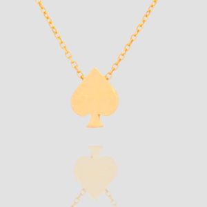 Ace of Spades Poker Necklace, Solid Gold Handcrafted Spades Pendant Necklace, Handmade 14k Solid Gold Spades Luck and Luxury Necklace