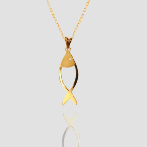 Fish Necklace, 14K Solid Gold Handmade Fish Pendant Necklace - Perfect Minimal Christmas & Valentine's Day Gift