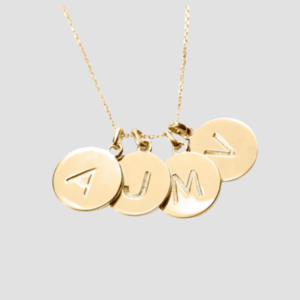 14K Solid Gold Initial Disc Necklace, Handmade Initial Letter Pendant Necklace, Personalized Dainty Round Initial Pendant