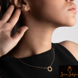 18k solid gold Karma Circle Necklace, Handmade gold Karma Necklace, Minimalist Round Geometric Necklace