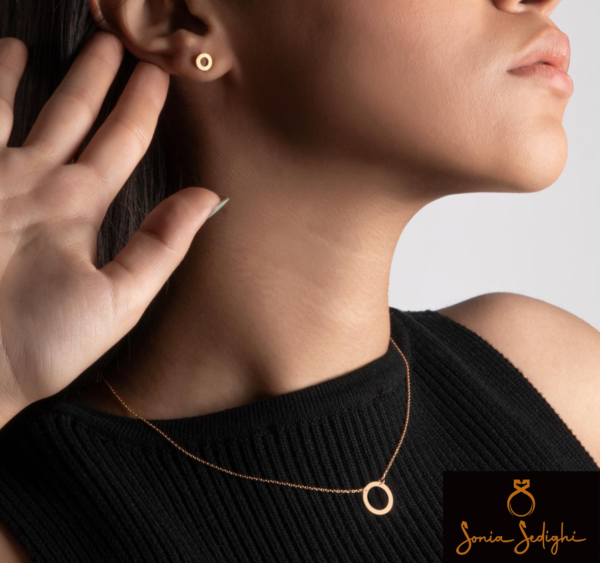 18k solid gold Karma Circle Necklace, Handmade gold Karma Necklace, Minimalist Round Geometric Necklace