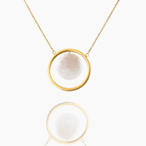 18k solid gold Karma Necklace, Handmade dainty Circle Necklace, Shell Minimalist Round Geometric Necklace