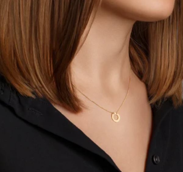 18k solid gold Karma Circle Necklace, Handmade gold Karma Necklace, Minimalist Round Geometric Necklace