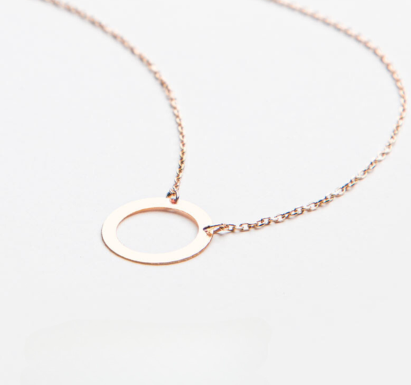 18k solid gold Karma Circle Necklace, Handmade gold Karma Necklace, Minimalist Round Geometric Necklace