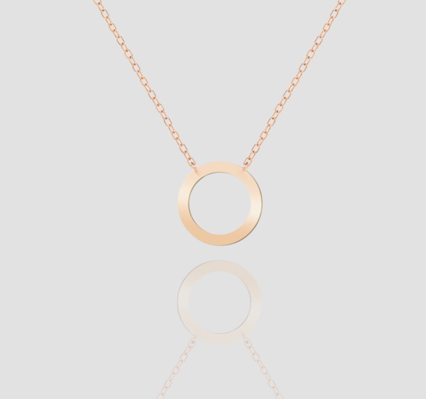 18k solid gold Karma Circle Necklace, Handmade gold Karma Necklace, Minimalist Round Geometric Necklace