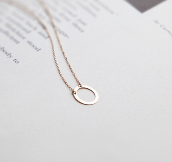 18k solid gold Karma Circle Necklace, Handmade gold Karma Necklace, Minimalist Round Geometric Necklace
