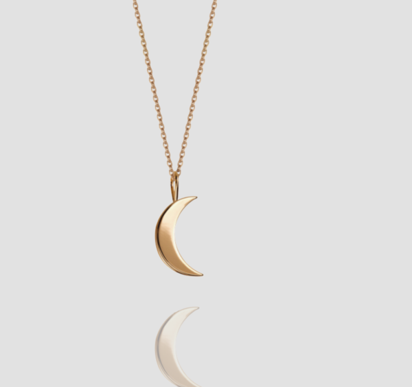 14k Solid Gold Moon Pendant Necklace, Handmade Dainty Moon Necklace, 14k Solid Gold Minimalist Valentine Gift, Birthday Gift