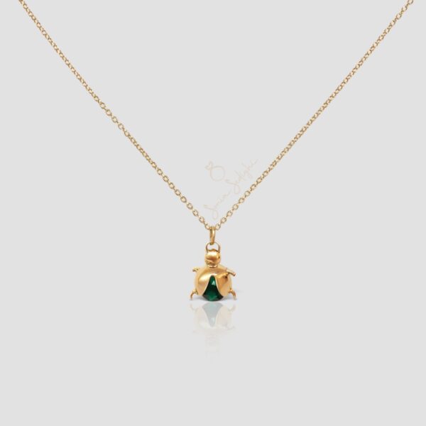 .Ladybug Necklace, Handmade Solid Gold Ladybug Necklace, Minimal Bug Pendant Necklace, Handmade Solid Gold Bug Necklace