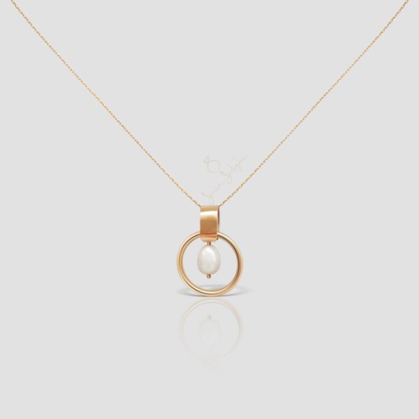 Handmade 14K Gold Pearl Karma Circle Necklace - Image 7