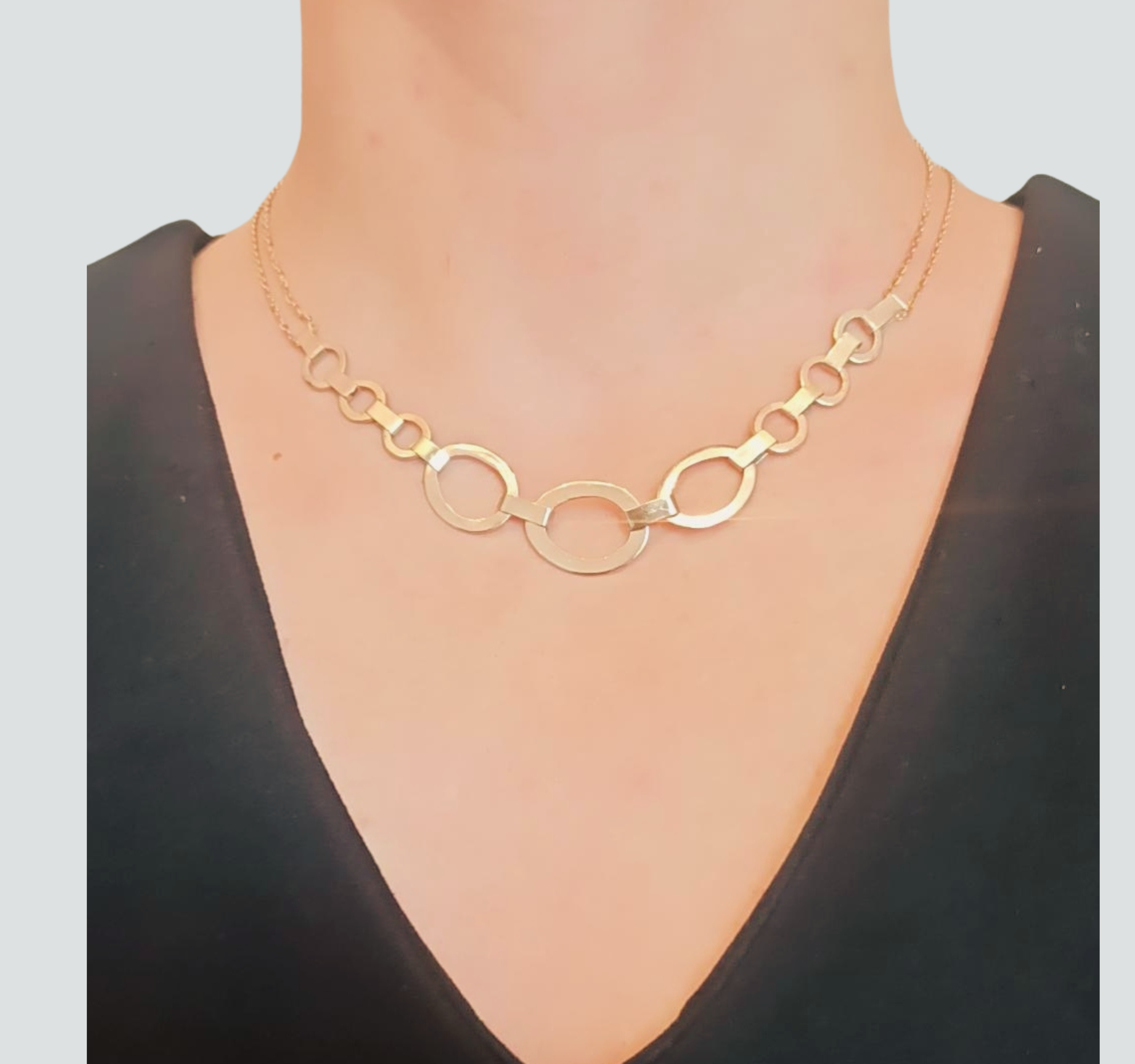 Handmade 14k solid Gold chain necklace, oval mixed round link chain, chunky gold necklace jewelry gift women