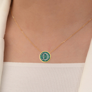 18k Solid Gold Initial Letter Necklace, Handmade Personalized Necklace, Letter D Initial Custom Monogram Pendant