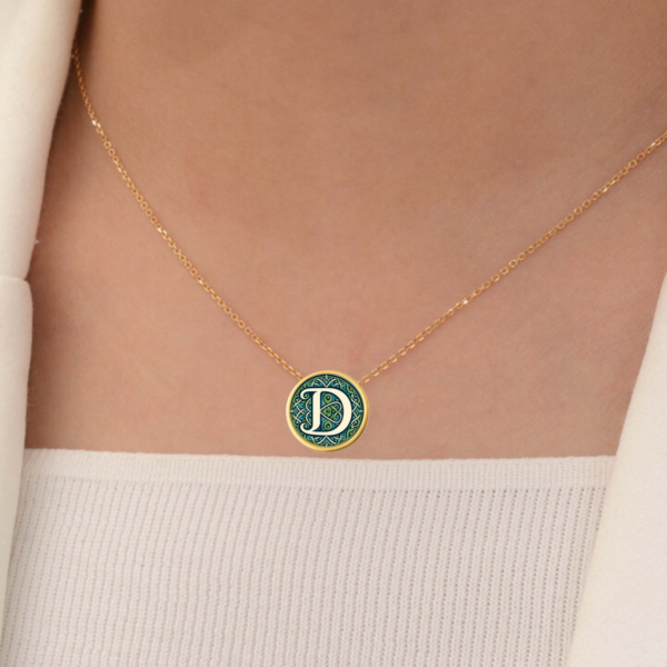 18k Solid Gold Initial Letter Necklace, Handmade Personalized Necklace, Letter D Initial Custom Monogram Pendant