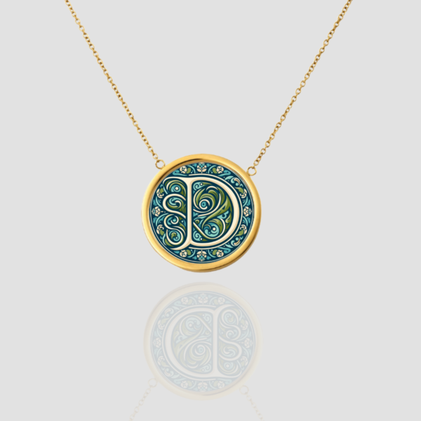 18k Solid Gold Initial Letter Necklace, Handmade Personalized Necklace, Letter D Initial Custom Monogram Pendant