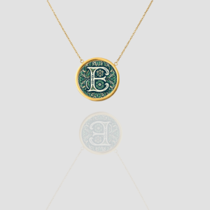 18k Solid Gold Initial Letter Necklace, Handmade Personalized Necklace Custom Monogram Pendant, Name Letter E Initial Pendant