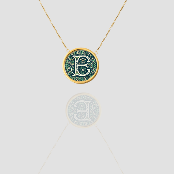 18k Solid Gold Initial Letter Necklace, Handmade Personalized Necklace Custom Monogram Pendant, Name Letter E Initial Pendant