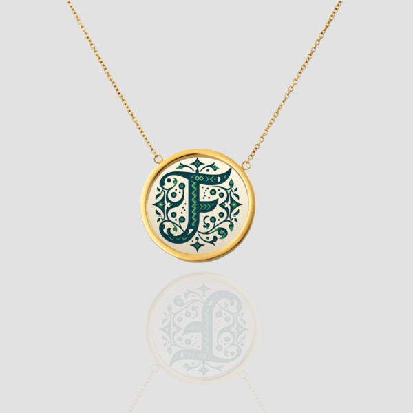 18k Solid Gold Initial Letter Necklace, Handmade Initial Custom Monogram Pendant, Personalized Name Letter F Necklace
