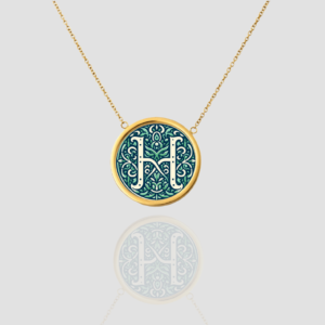 Handmade 18k Solid Gold Initial Letter Necklace, Custom Monogram Pendant, Personalized Name Letter H Necklace
