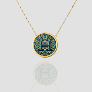 Handmade 18k Solid Gold Initial Letter Necklace, Custom Monogram Pendant, Personalized Name Letter H Necklace