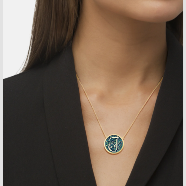 18k Solid Gold Initial Letter Necklace, Personalized Pendant Custom Monogram Necklace, Handmade Letter J Initial Pendant
