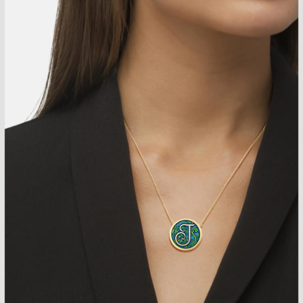 18k Solid Gold Initial Letter Necklace, Personalized Pendant Custom Monogram Necklace, Handmade Letter J Initial Pendant