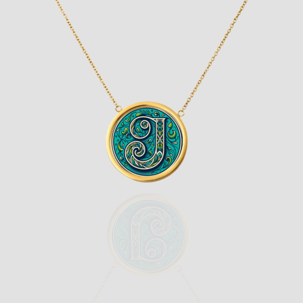 18k Solid Gold Initial Letter Necklace, Personalized Pendant Custom Monogram Necklace, Handmade Letter J Initial Pendant