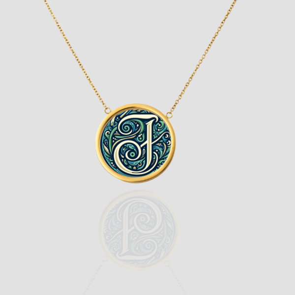 18k Solid Gold Initial Letter Necklace, Personalized Pendant Custom Monogram Necklace, Handmade Letter J Initial Pendant
