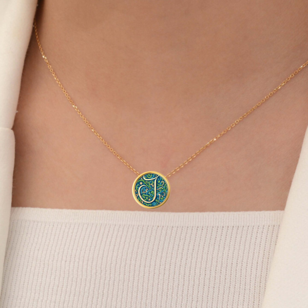 18k Solid Gold Initial Letter Necklace, Personalized Pendant Custom Monogram Necklace, Handmade Letter J Initial Pendant