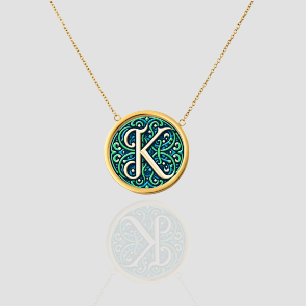 18k Solid Gold Initial Letter Necklace, Handmade Personalized Name Letter K Necklace, Initial Custom Monogram Pendant