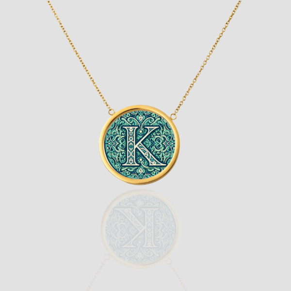 18k Solid Gold Initial Letter Necklace, Handmade Personalized Name Letter K Necklace, Initial Custom Monogram Pendant