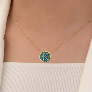 18k Solid Gold Initial Letter Necklace, Handmade Personalized Name Letter K Necklace, Initial Custom Monogram Pendant