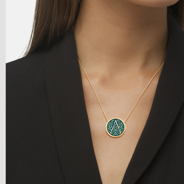 Handmade Solid Gold Initial Letter Necklace, Personalized Necklace Custom Monogram Pendant, Name Letter A Initial Pendant - Image 11