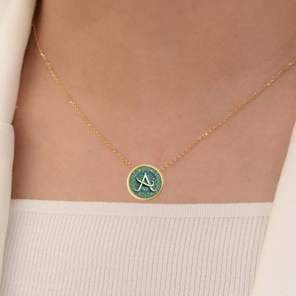 Handmade Solid Gold Initial Letter Necklace, Personalized Necklace Custom Monogram Pendant, Name Letter A Initial Pendant - Image 7