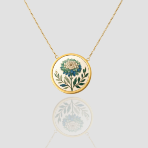 18K Solid Gold November Birth Flower Necklace, Personalized November Chrysanthemum, Handmade Jewelry, November Birthday gift