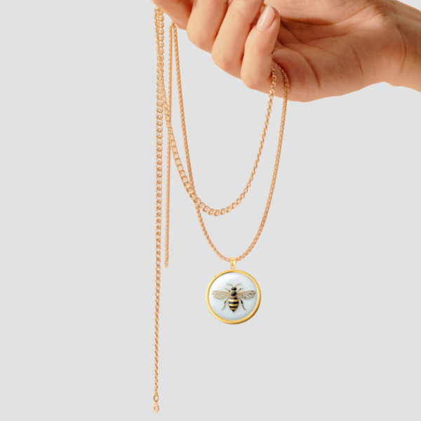 18k Solid Gold Bee Necklace, Bug Necklace, Handmade Jewelry, Honeybee Solid Gold Pendant