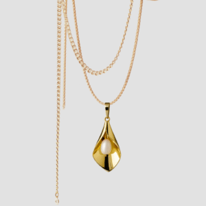 Solid Gold Lily Necklace, Handmade Calla Lily Flower Pendant, Gold Pearl Lily Pendant, Christmas Gift, Birthday Gift